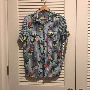 Striped floral button down